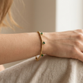 18K Gold Plated Stainless Steel with Green Heart Charms || Rakhi Gift for Sister