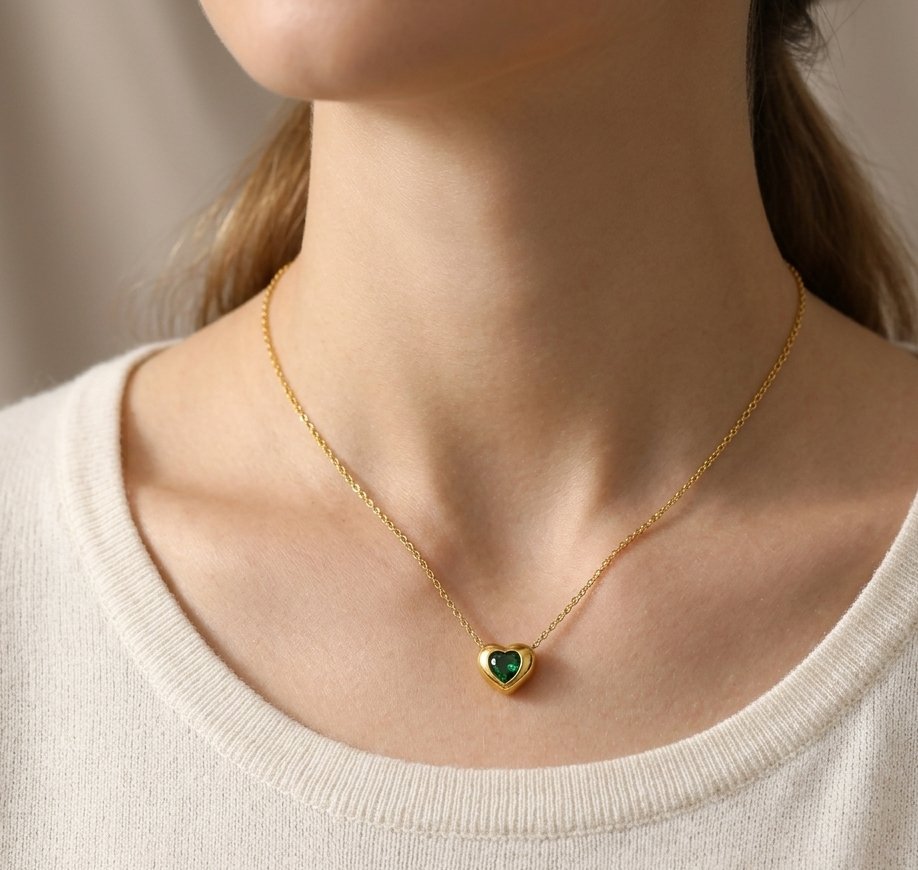 18k Gold Plated Blush Heart Necklace For Womens - Gift for Girls & Women | Waterproof & Anti-Tarnish Demifine Jewellery, Stylish and Trendy Necklace for Ladies || Rakhi Gift for Sister