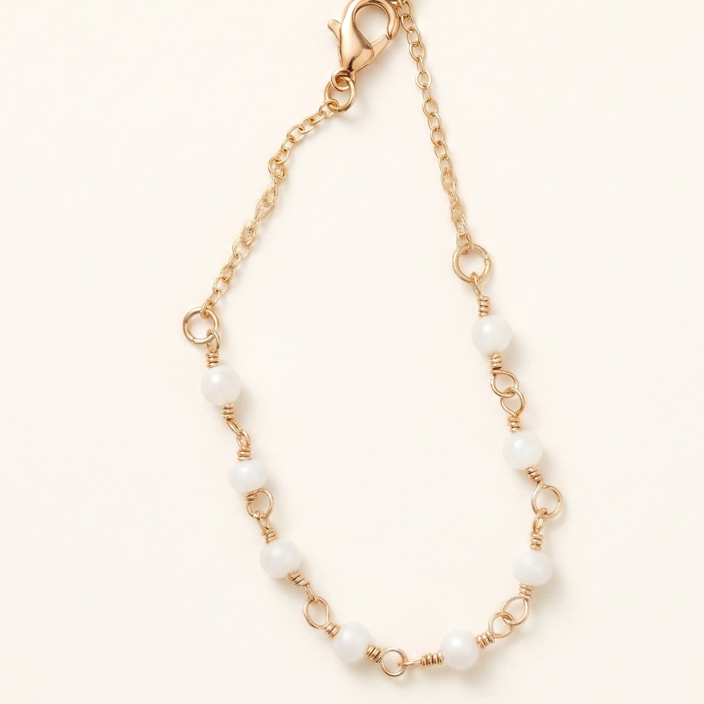 Ethereal Moonstone Beaded Chain Bracelet – 18K Gold Plated Anti-Tarnish Jewelry