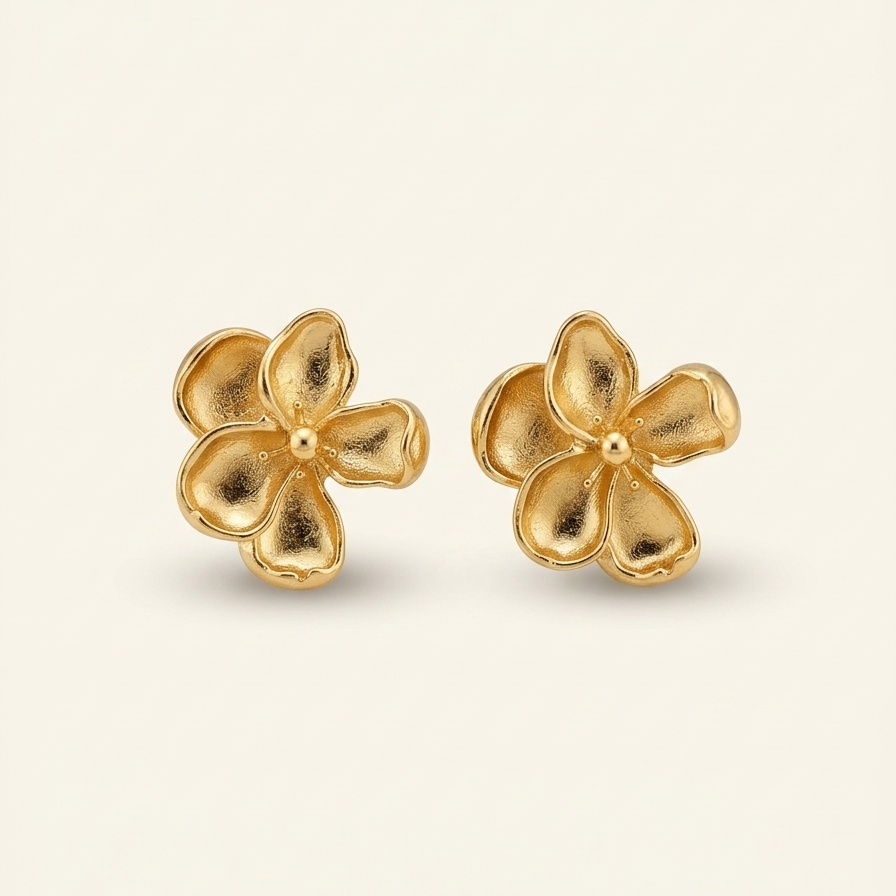The Flora Molten Petal Studs – Handcrafted Brass Oversized Statement Earrings