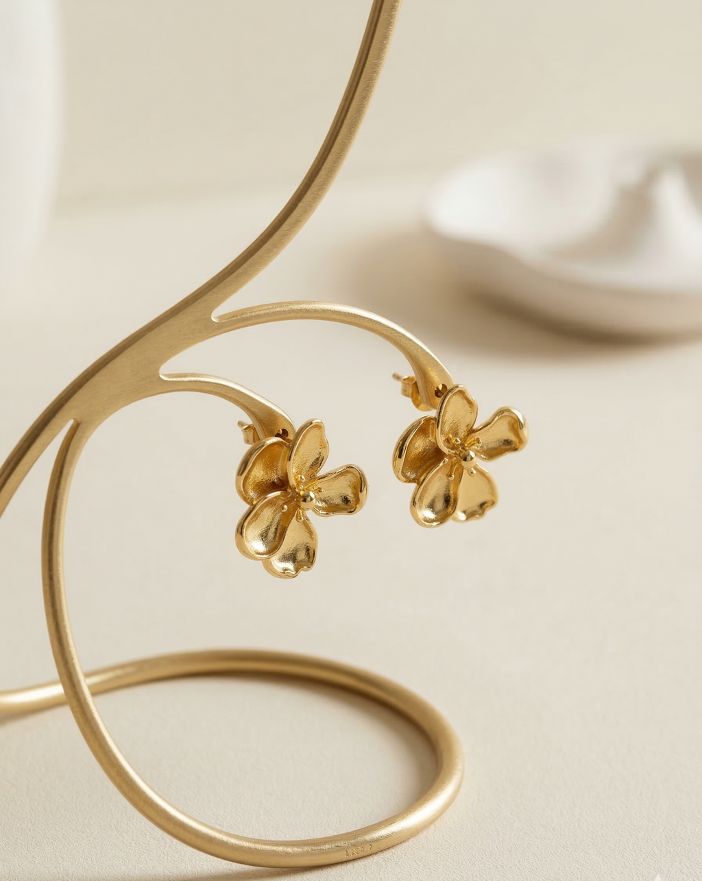 The Flora Molten Petal Studs – Handcrafted Brass Oversized Statement Earrings