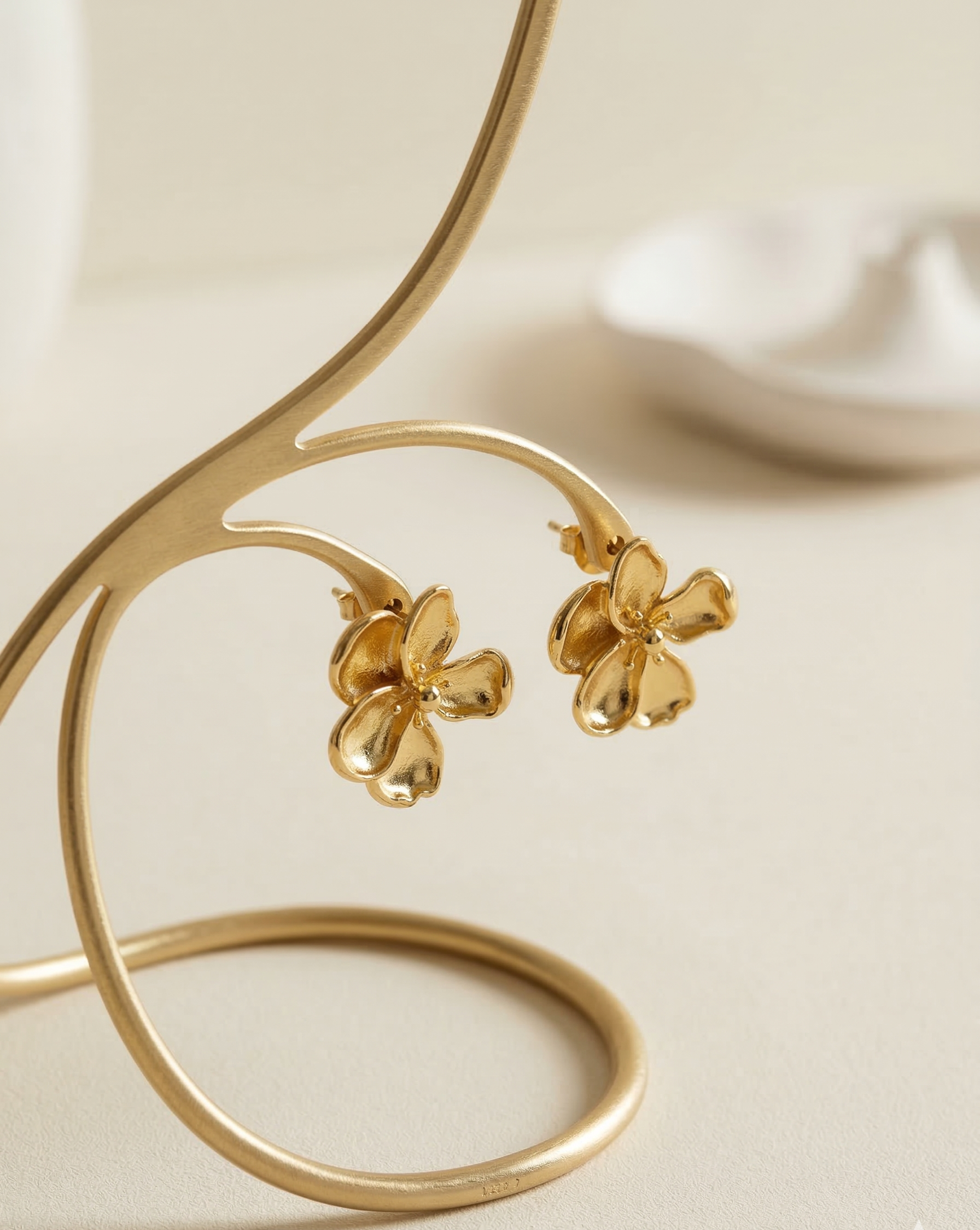 The Flora Molten Petal Studs – Handcrafted Brass Oversized Statement Earrings