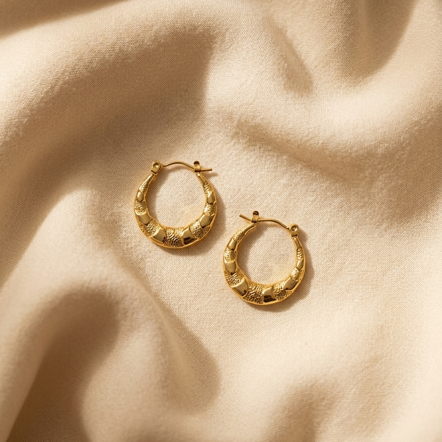 The Emerald Empress Marquise Hoops – 18K Gold Plated Stainless Steel Anti-Tarnish Earrings