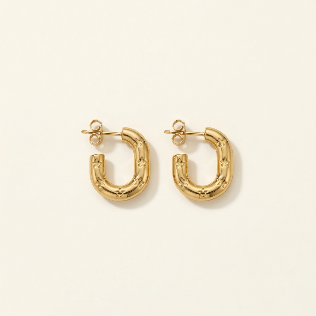 Pair of diamond earrings on a white background