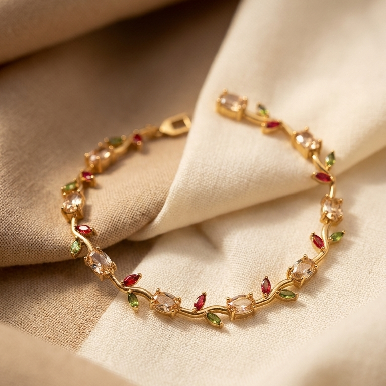 Trending Tulip Bracelet for Women & Girls | Stylish Crystal Floral Bracelet | Romantic Gift Jewellery Lobster Clasp || Rakhi Gift for Sister