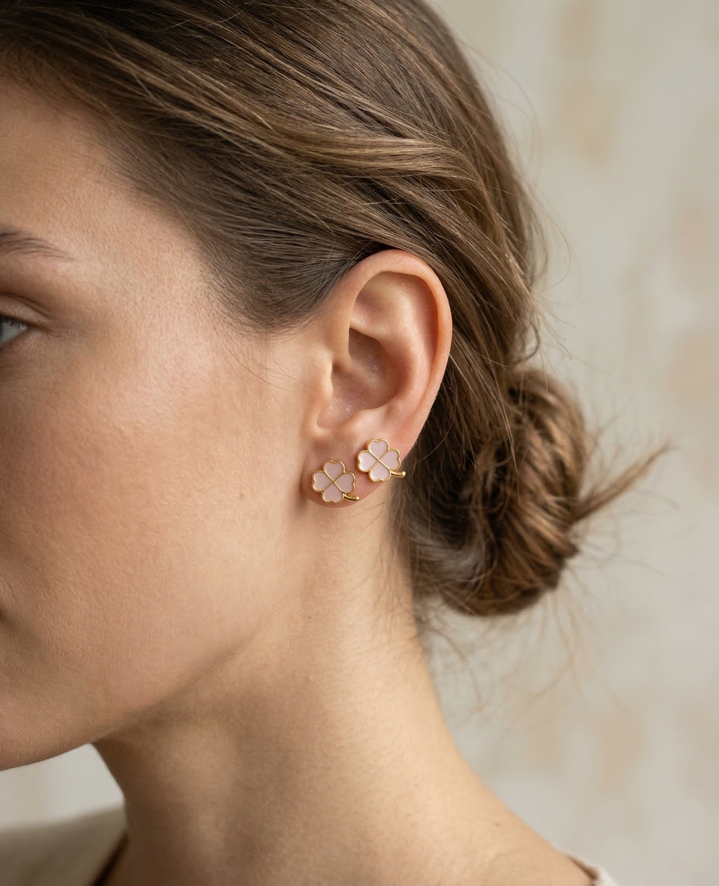 The Rose Clover Studs – 18K Gold Plated Anti-Tarnish Enamel Earrings