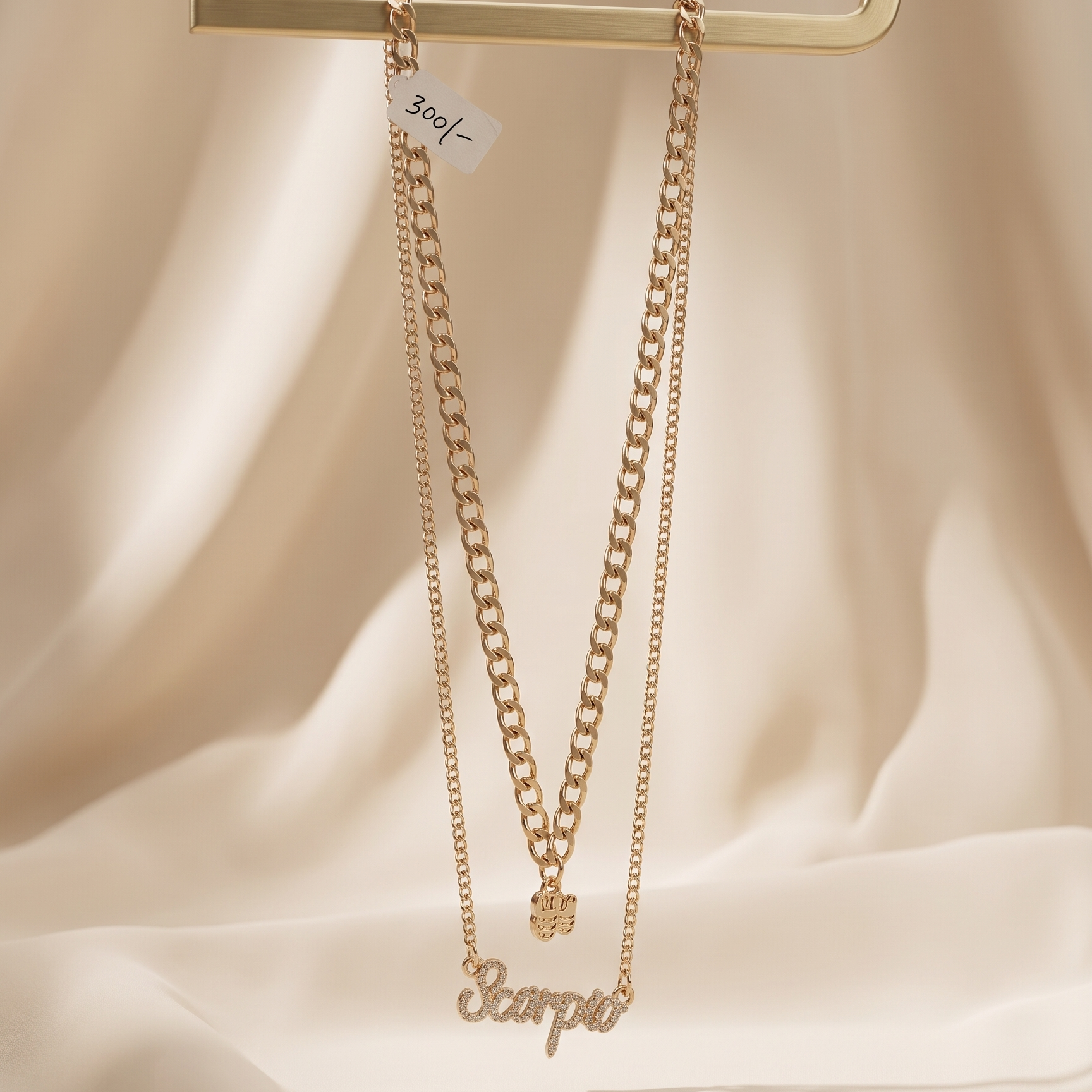 Double-Layered Anti-Tarnish Zodiac Necklace – Personalized Script Pendant Set