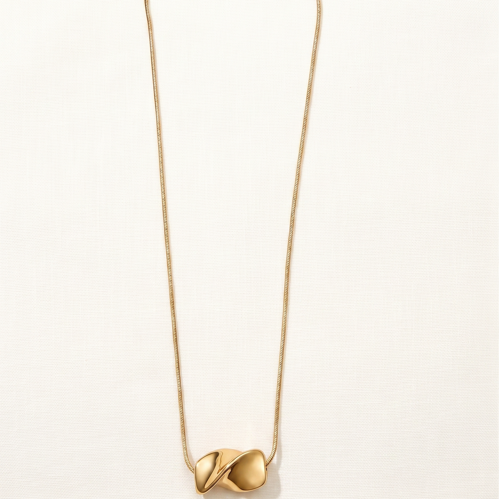Infinite Twist Anti-Tarnish Sculptural Pendant Necklace