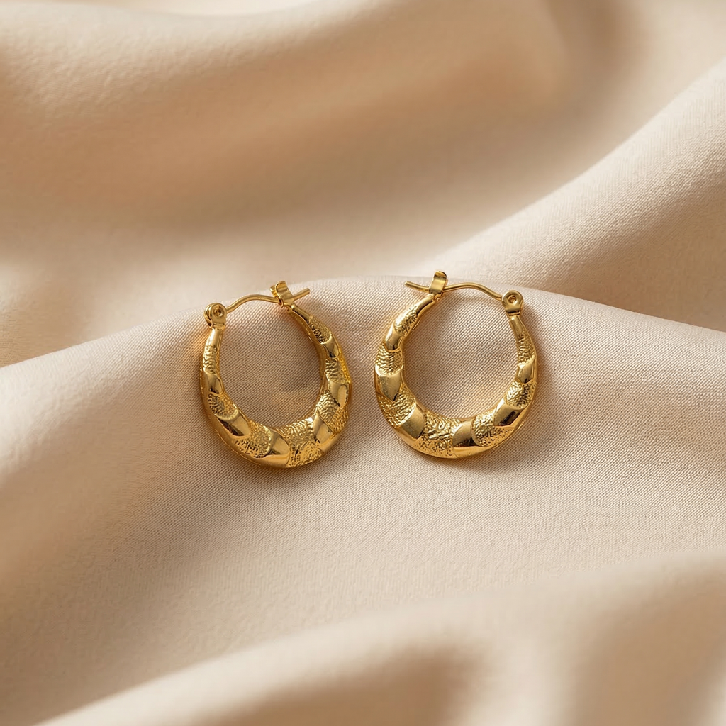 The Weaver Tapered Hoops – 18K Gold Plated Stainless Steel Anti-Tarnish Earrings