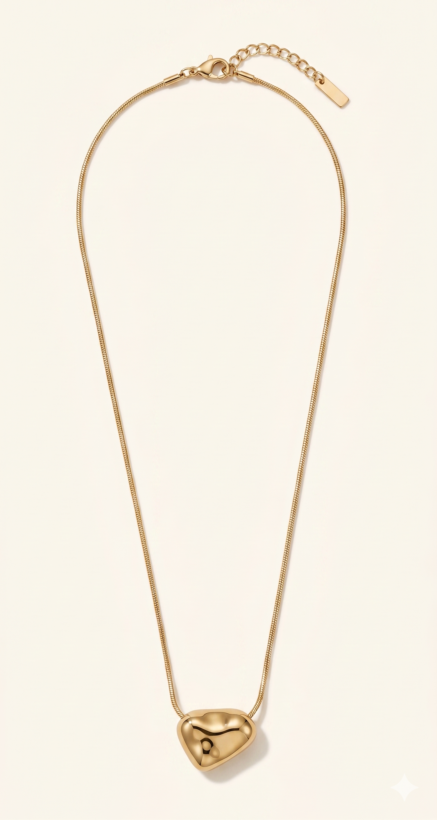Gold Molten Heart Pendant Necklace – Anti-Tarnish & Waterproof