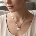 Celestial Star 18k Gold Plated Herringbone Necklace – Anti-Tarnish & Waterproof Snake Chain with Charms