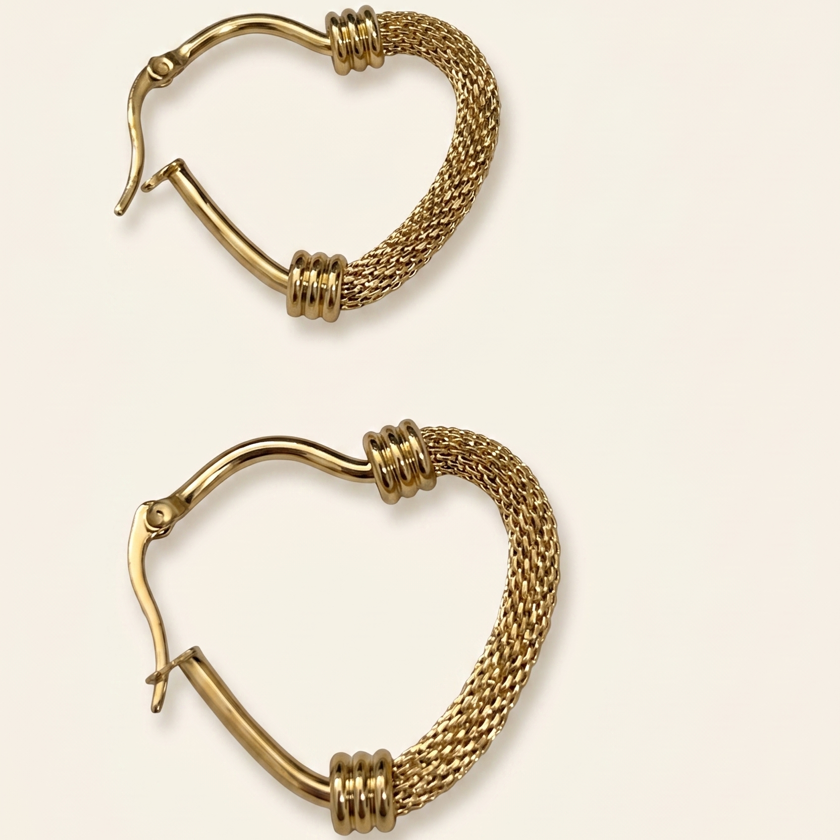 The Mesh Heart Hoops – Anti-Tarnish Gold Plated Woven Statement Earrings
