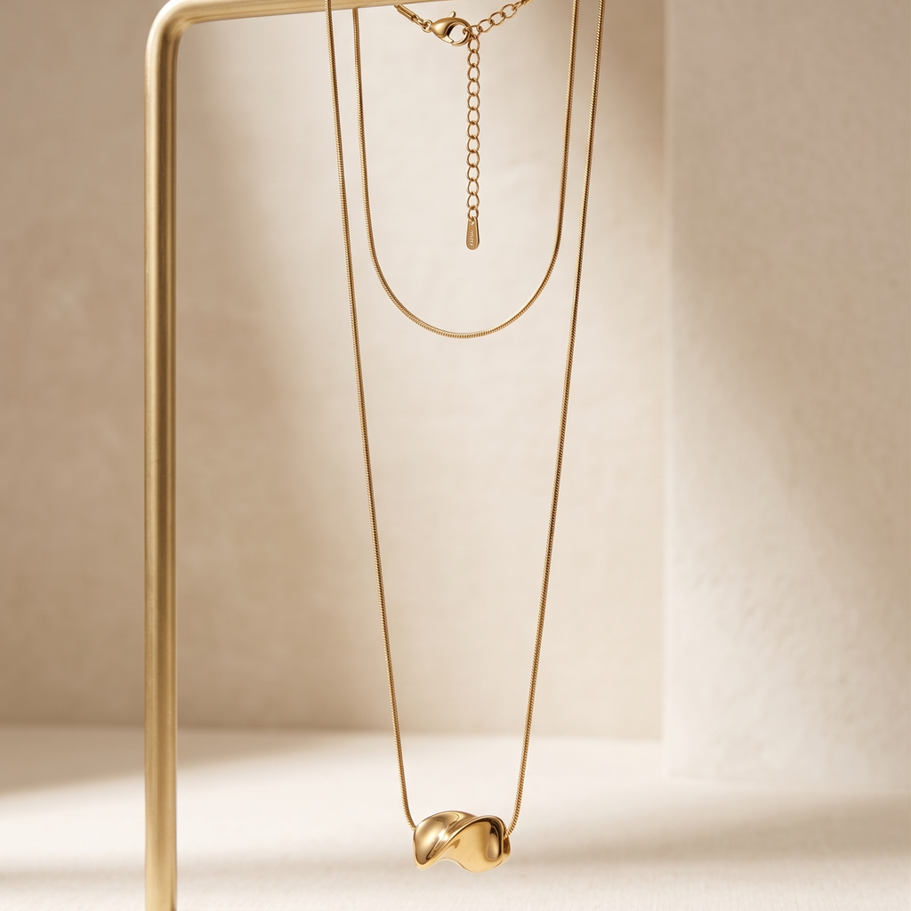 Infinite Twist Anti-Tarnish Sculptural Pendant Necklace