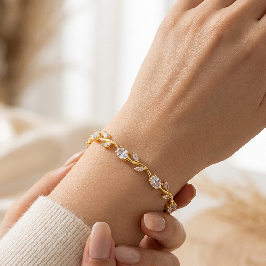 Trending Tulip Bracelet for Women & Girls | Stylish Crystal Floral Bracelet | Romantic Gift Jewellery Lobster Clasp || Rakhi Gift for Sister