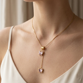 Dainty 18K Gold Plated Pink Butterfly Layered Drop Necklace – Stainless Steel || Rakhi Gift for Sister