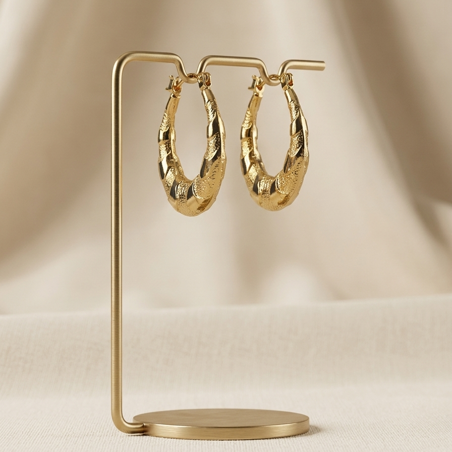 The Emerald Empress Marquise Hoops – 18K Gold Plated Stainless Steel Anti-Tarnish Earrings