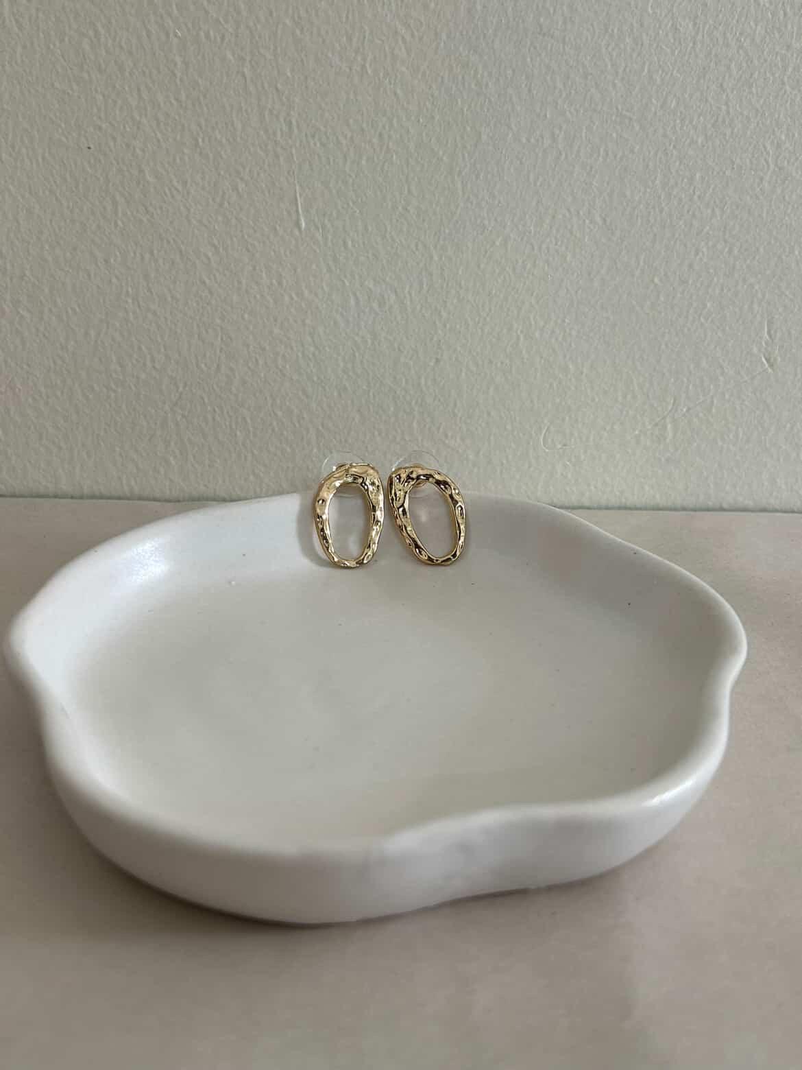 The Lyra Hammered Rose Studs – Handcrafted Rose Gold Finished Brass Earrings