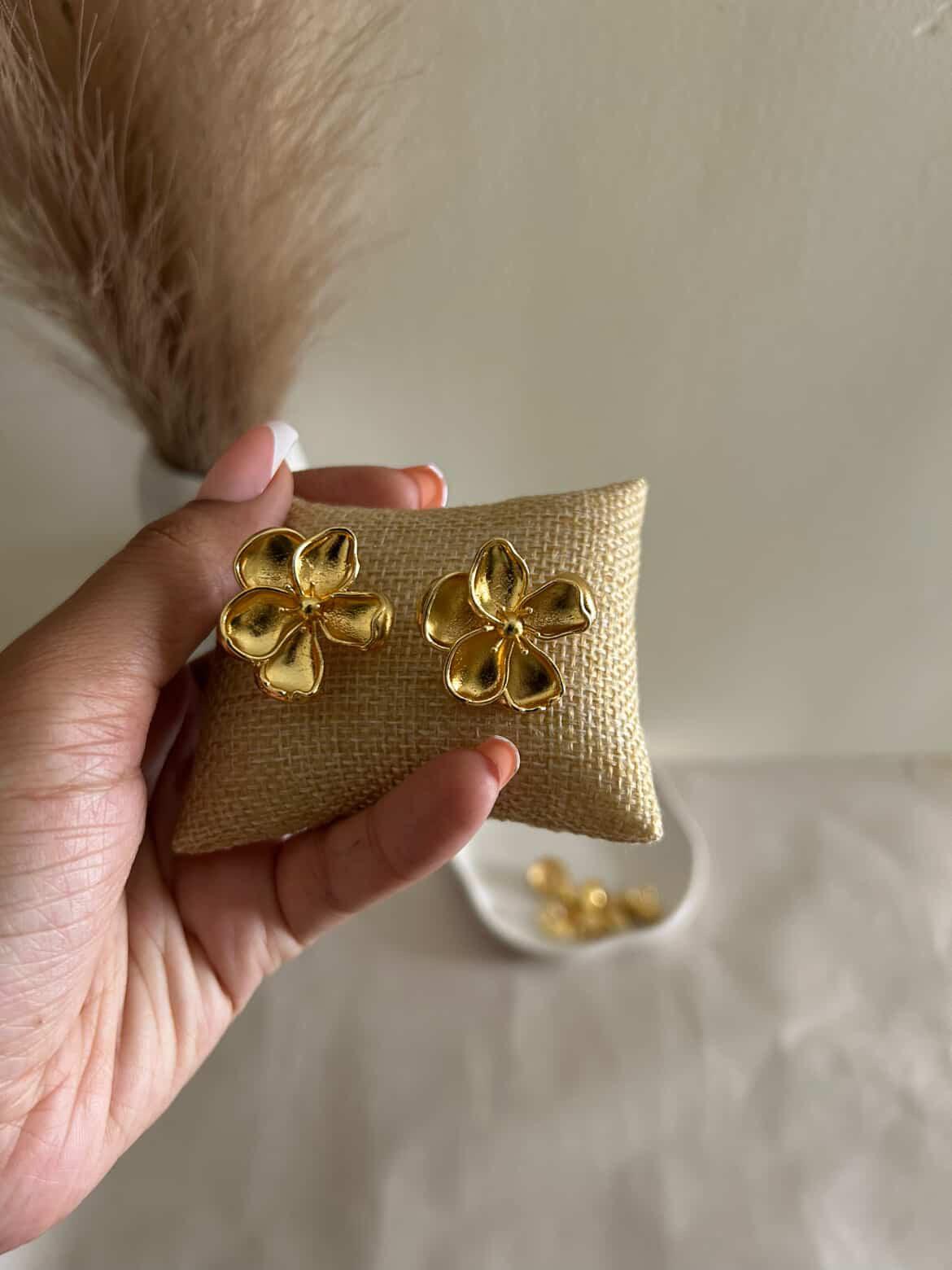 The Flora Molten Petal Studs – Handcrafted Brass Oversized Statement Earrings