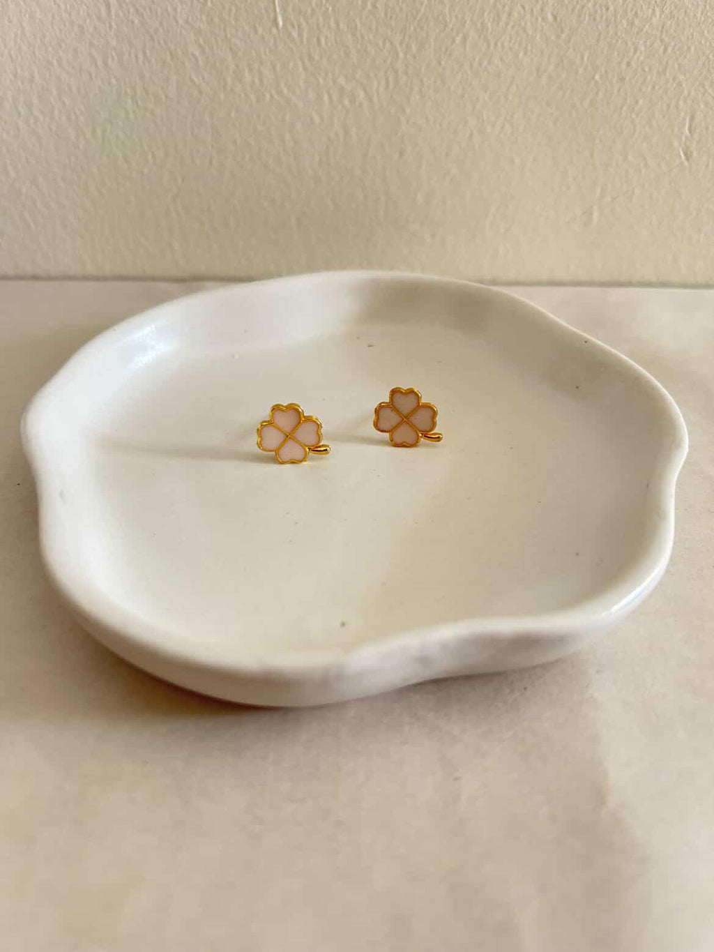 The Rose Clover Studs – 18K Gold Plated Anti-Tarnish Enamel Earrings