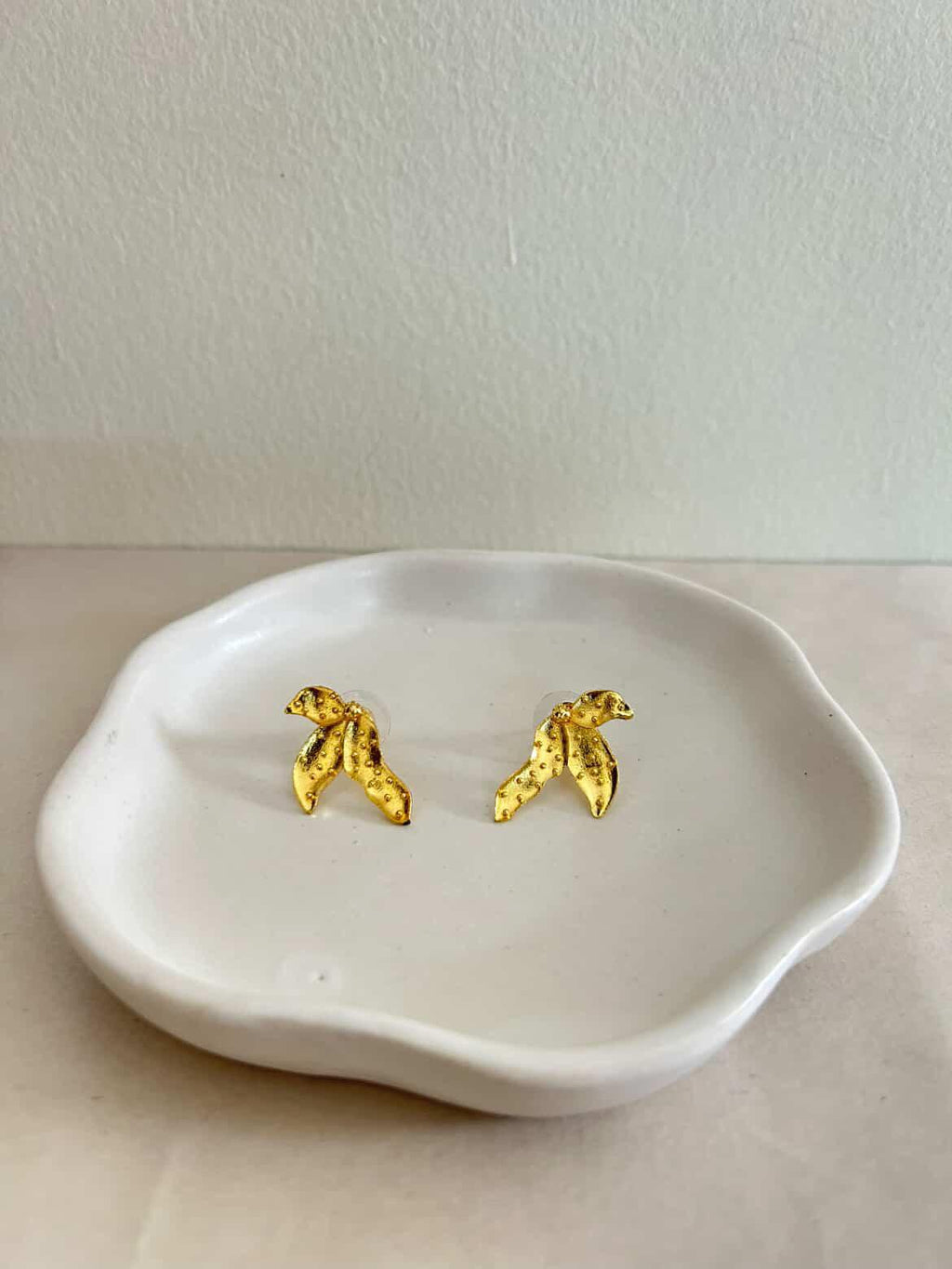 The Aura Sculptural Teardrop Studs – Handcrafted Solid Brass Statement Earrings