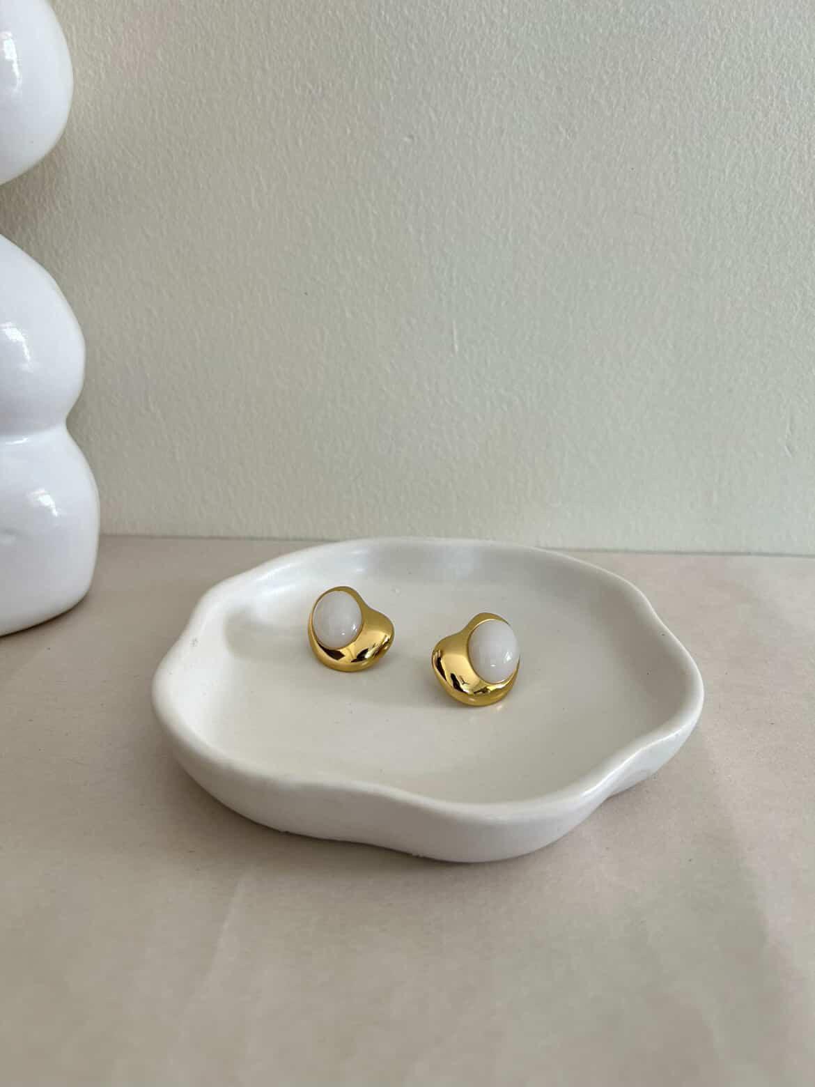 The Luna Organic Bean Studs – Gold Plated Anti-Tarnish Earrings
